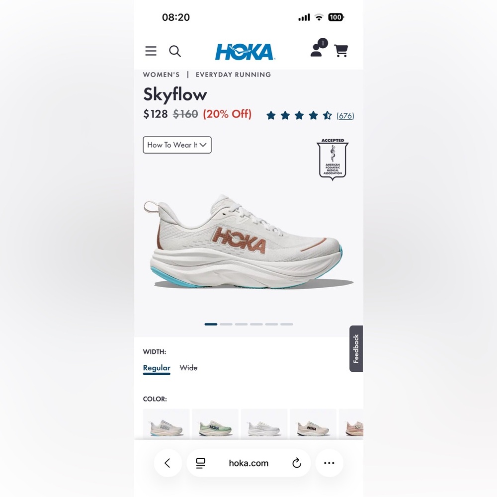 Women’s Hoka Skyflow White Running Shoes - Picture 6 of 6